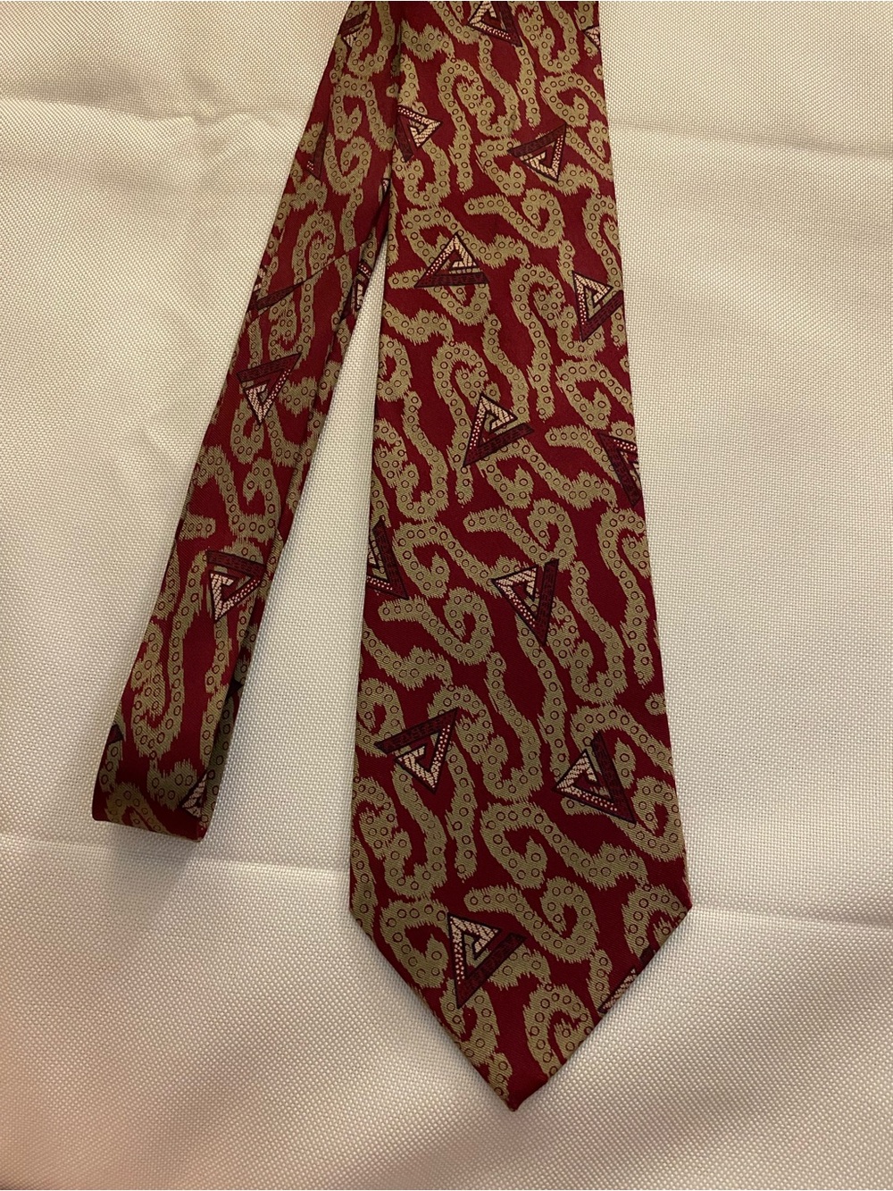 Giorgio Armani Burgundy and Beige Paisley Silk Tie
